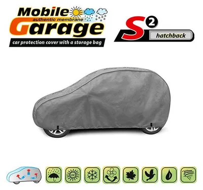 Obrázek produktu pro Kvalitní kryt řady „Mobile Garage“, velikost S2, pro modely s šikmou zadní částí, rozměry 320–332 cm x 125–135 cm, šedý
