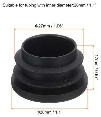 Produktbild von 56 Stš¹ck runde Rohrstopfen, schwarze Lamellenstopfen, 28mm OD (1,1 Zoll) Rohrabdeckung aus hochwertigem Kunststoff, Schutzkappen fš¹r Stuhl, Sofa, Tisch, Regal