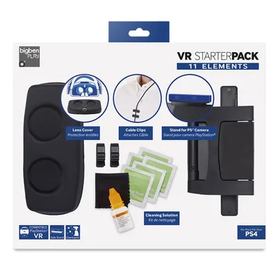 Immagine prodotto di BigBen PS4 VR Starter Set [clip per il fissaggio dei cavi, supporto per la fotocamera, accessori per la pulizia, tappi protettivi per le lenti degli occhiali VR, protezione igienica]