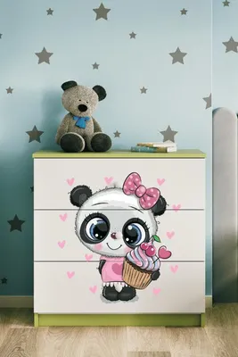 Obrázek produktu pro Dětská komoda Panda v zelené barvě Babydreams
