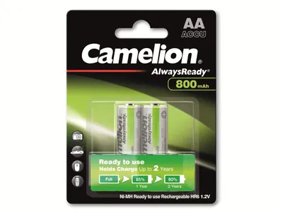 Immagine prodotto di Camelion - HR6 Mignon AA - 1,2 Volt 800mAh Ni-MH - Confezione blister da 2