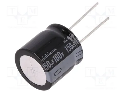 Produktbild von 1x Kondensator: elektrolytisch Ø20x20mm 160VDC THT 150uF ±20% URZ2C151MRD6 Elektr