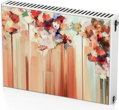 Produktbild von Bemalte Blumen – Magnetische Heizkörperabdeckung – 80x60 cm – Magnet Heizkörperabdeckung – 3D Würfel – Heizkörperverkleidung – Magnetische Wandverkleidung – Wetterfest