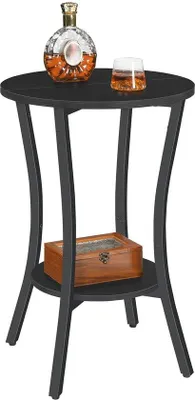 Obrázok produktu pre Uniqoos® Príkonový stolík s 2 úrovňami – kompaktný, rozmer 40 x 40 x 61 cm, vhodný do malých priestorov, vyrobený z drevotriesky a kovovej konštrukcie, nosnosť 30 kg na každú úroveň