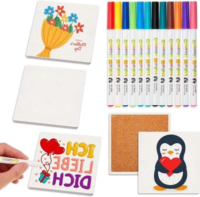 Produktbild von Keramische Untersetzer DIY Weiß 4er Set