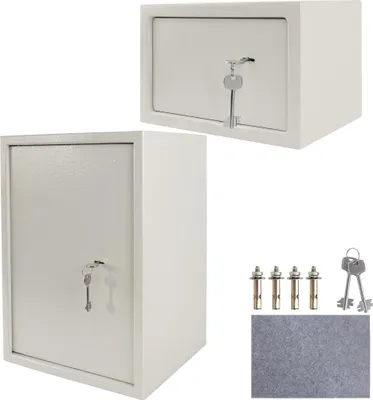 Produktbild von XINZI 34,5x29x19,5cm Safe Tresor Möbeltresor mit Doppelbartschloss, Wandsafe Schlüsseltresor inkl. 2 x Schlüssel & Befestigungsmaterial, Boden-Wandtresor