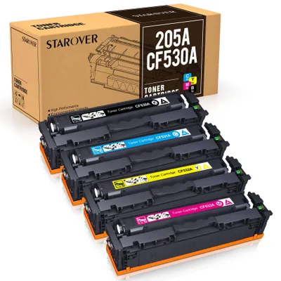 Image de Kit de toner STAROVER 205A compatible avec HP 205A CF530A CF531A CF532A CF533A – 205A : 1 noir, 1 cyan, 1 magenta, 1 jaune