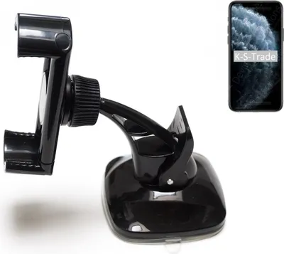 Produktbild von K-S-Trade kompakte Handy-Halterung Windschutzscheibe kompatibel mit Apple iPhone 11 Pro Max Armaturenbrett schwarz Autohalterung KFZ Halter