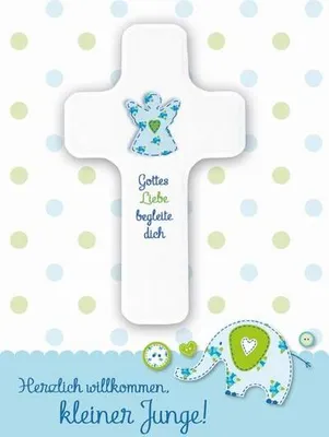 Produktbild von Herzlich willkommen, kleiner Junge!: Grußkarte mit Kreuz