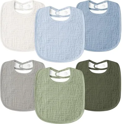 Produktbild von Musselin Baby Lätzchen, 10 Stück in Verschiedenen Farben für Babys