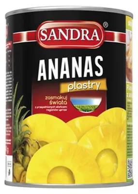 Produktbild von ANANAS IN SCHEIBEN 565 g SANDRA