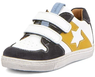 Produktbild von Froddo Dolvy Kinder Ledersneaker mit Klettverschluss Weiß/Dunkelblau (White/Blue), G2130365-4