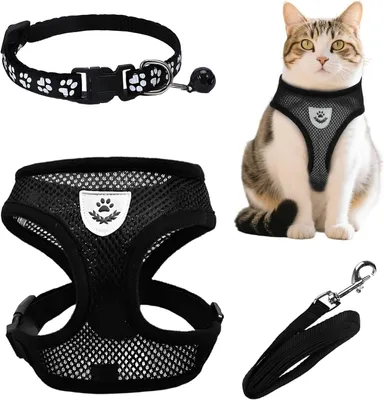 Imagen del producto de Arnés ajustable para gatos con correa, transpirable, talla S, con tiras reflectantes para mayor seguridad
