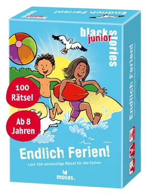 Productafbeelding van Black Stories junior Endlich Ferien XXL-Rätselspaß mit 100 Reise-Rätseln für Kinder ab 8 Jahren 100 Karten mit Kinderrätseln für eine spannende Ferienzeit