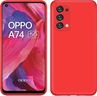 Produktbild von OPPO A74 5G Hülle, Flüssig Silikon Weich Gummi Schutzhülle für OPPO A74 5G Rot
