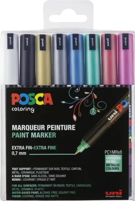 Zdjęcie produktu dla POSCA PC1MR/8A ASS19 Marker pigmentowy POSCA PC1MR, pudełko 8 sztuk, różne kolory