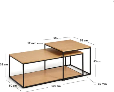 Produktbild von 2er Set Beistelltische 100 x 50 x 43 cm Eichenfurnier Wohnzimmer Tisch Neu