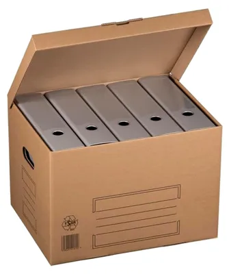 Produktbild von 10 Stück Archivboxen mit Klappdeckel zur Aufbewahrung von Aktenordnern mit Tragegriffen