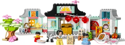 Produktbild von LEGO 10411 DUPLO Town Lerne etwas über die chinesische Kultur, Lernspielzeug für Kleinkinder ab 2 Jahren, mit Figuren, Spielzeug-Panda und Steinen