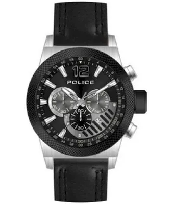Image de Montre-bracelet pour homme, modèle PL15529JSTB.02, boîtier en acier inoxydable, bracelet en cuir