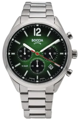 Productafbeelding van Boccia 3732-02 Herenhorloge, chronograaf, titanium, groen