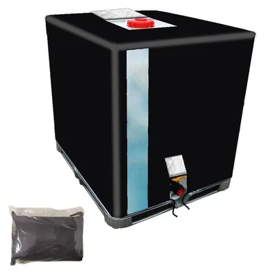 Image de Couverture de réservoir IBC de 1000 litres, noire, étanche, en tissu Oxford 420D avec fenêtre de visualisation