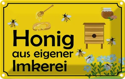 Produktbild von vianmo Blechschild 20x30 cm Honig aus eigener Imkerei Hofladen Marktstand Laden