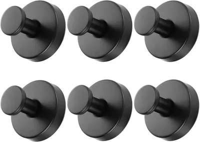 Immagine prodotto di Set di ganci autoadesivi - Porta asciugamani - Organizzazione del bagno - Senza foratura - 6 pezzi - Neri