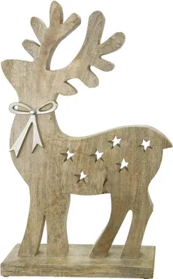 Imagen del producto de Guirnalda decorativa con adorno de madera de mango y detalle metálico. Dimensiones: largo 7,5 cm, ancho 30,5 cm, alto 51,0 cm. Código: 23272