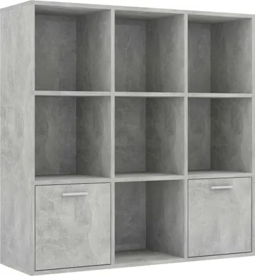 Image de vidaXL Bibliothèque gris béton 98 x 30 x 98 cm panneau de particules