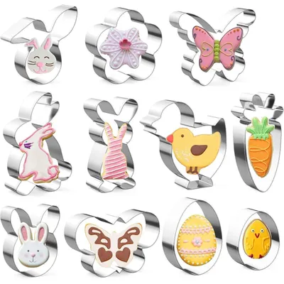 Produktbild von Ausstechformen Ostern 11 Stück Set Hase Ei Küken Schmetterling Rettich Stahl