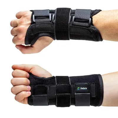 Produktbild von Karpaltunnel-Handgelenkstütze mit 3 Riemen und Metallschiene – Rechte Hand (S/M) - hilft bei Sehnenentzündungen, Arthritis, Karpaltunnelschmerzen
