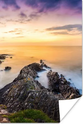 Produktbild von MuchoWow® Poster Sonnenuntergang - Horizont - Wasser - Landschaft - Blau 20x30 cm - Papierdruck