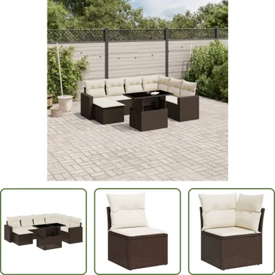 Produktbild von The Living Store 8-tlg. Garten-Sofagarnitur mit Kissen Braun Poly Rattan