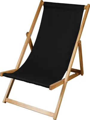 Produktbild von Liegestuhl Strandliege Sonnenliege Gartenliege Holz Geölter Liege Holzstrandliege 120kgSchwarz