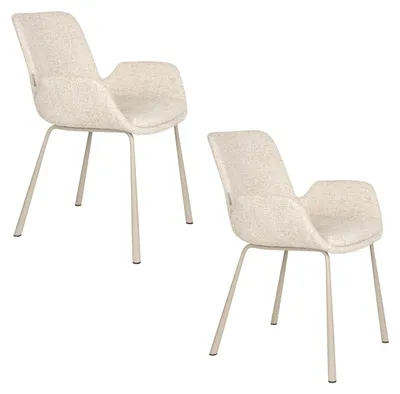 Produktbild von Zuiver Brit Esszimmerstuhl mit Armlehnen Beige - 2 er Set