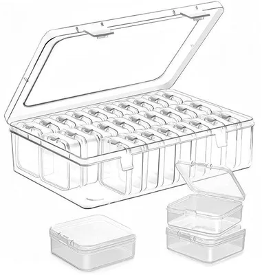 Produktbild von Transporthülle-Set aus transparenten Kunststoffboxen - multifunktional - 31 Stück - Kunststoff - verschiedene Größen