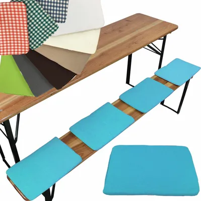 Produktbild von NYVI Bierbank Sitzkissen 36x25 cm NYVIGala 4er Set Aqua - Komfortable Sitzpolster für Bierbänke - Bierbankkissen mit elastischer Klettband Befestigung - Polster Bierzeltgarnitur
