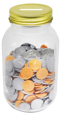 Productafbeelding van Transparante spaarpot van glas, geschikt voor muntgeld en spaargeld. Spaarpot van glas voor volwassenen en kinderen