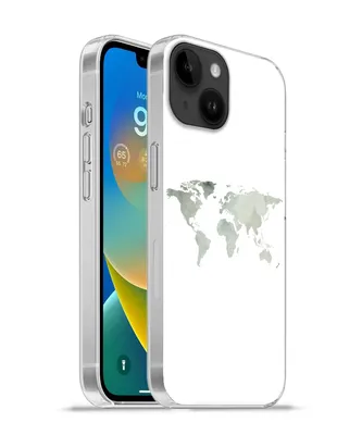 Produktbild von MuchoWow® Handyhülle Schutzhülle Hülle für Apple iPhone 14 - Softcase Weltkarte - Grün - Grau Silikon Softcase Handy Hülle - Mobiltelefonhülle
