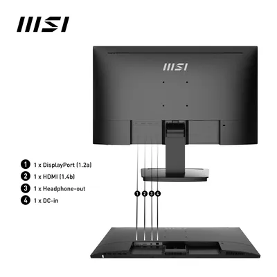 Image de MSI Pro MP243X 23.8 Inch Monitor, Full HD (1920 x 1080), 100Hz, IPS, 4ms, HDMI, DisplayPort, Built-in Speakers, Anti-Glare, Anti-Flicker, Less Blue light, Certified, VESA, Kensington, Black