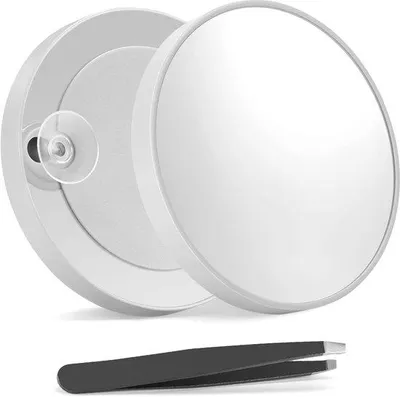 Image de Miroir de grossissement 20x – Miroir de maquillage blanc de 8,8 cm avec 2 embouts de précision, idéal pour le maquillage et l'épilation