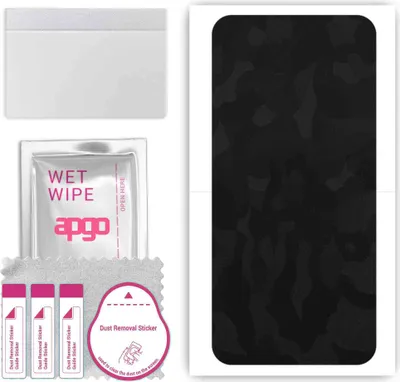 Produktbild von apgo Rückseite Schutzfolie, Skin, kompatibel mit Doogee X50, Hinten Displayschutzfolie aus Vinylfolie, kratzfest, einfache Montage - Schwarzes Tarnmuster