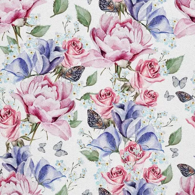 Immagine prodotto di OUTDOOR DECOSTOFFE OXFORD - Motivo rose e farfalle