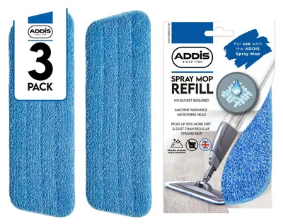 Sprühwischer-Ersatzköpfe, 3 Stück, 41x14 cm, blau, Mikrofaser