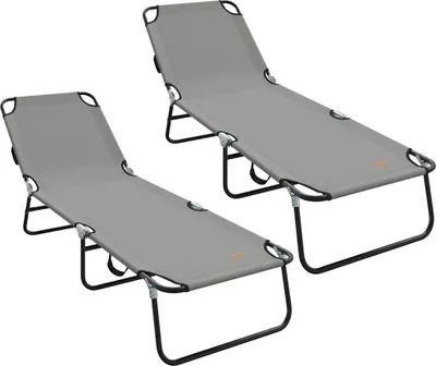 Produktbild von Klappbare Sonnenliege 2 pcs Grau 188 x 57 x 86,5 cm Polyester