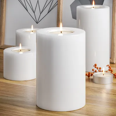 Produktbild von KATE | Kerzenhalter | Weiß | Ø5,5xH16cm | Kunststoff | Rund | Kerze Stumpen Wind Halterung