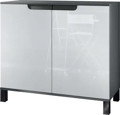 Produktbild von Vladon Kommode Sylt V3, Moderner Küchenschrank mit 2 großen Türen Anthrazit matt / Weiß Hochglanz (92,5 x 84.5 x 35)