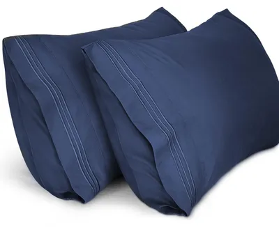Produktbild von Set mit 2 Kissenbezügen 40 x 70 cm, weiche, gebürstete Mikrofaser-Kissenbezüge, Kissenbezug mit Hotelverschluss, aus weicher Mikrofaser, - (blau)