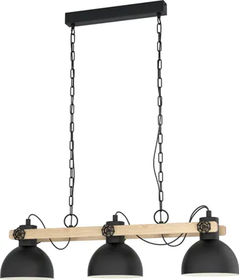 Produktbild von LUBENHAM Hängeleuchte Hängelampe Pendellampe Pendelleuchte - L90 x B20 x H110 cm - schwarz, braun - 3X28W exkl. - IP20
